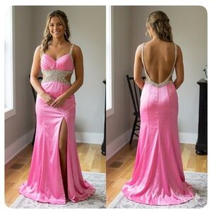 Xtreme by Impression Pink Beaded Cutout Open Back Prom Dress - Size 4